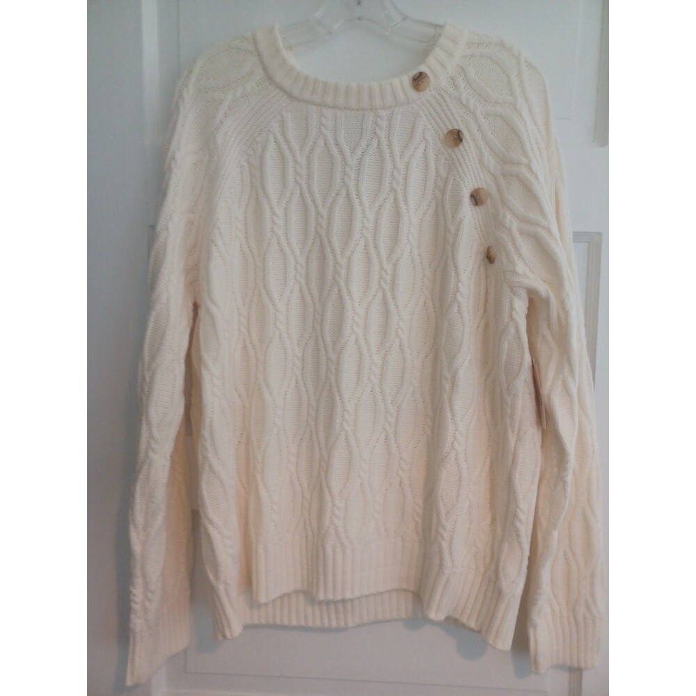 Cream NWT cableknit pullover sweater womens XXL fisherman knit Scandi cottage